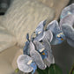 Giulia Real Touch Blue Orchid Arrangement in Beveled Silver Vase