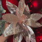 Rose Gold Metallic Poinsettia Flower Stem beaded with Sequins Set of 2