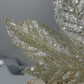 Champagne Glittered Poinsettia Christmas Stem Spray 13''