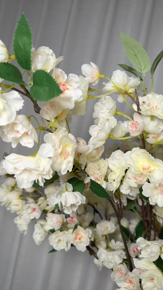 Sakura White Cream Silk Cherry Blossom – 34” Set of 3 | Artificial Flower Branches for Home, Wedding, Event, and Spring Décor | Realistic Faux Japanese Cherry Blossom Stems