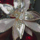 Elegant Rose Gold  Poinsettia with Crystals and Glitter 12'' Set of 2
