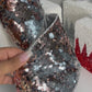 Sequins Silver and Rose Gold Wired Christmas Ribbon, 4W x 5 Yards