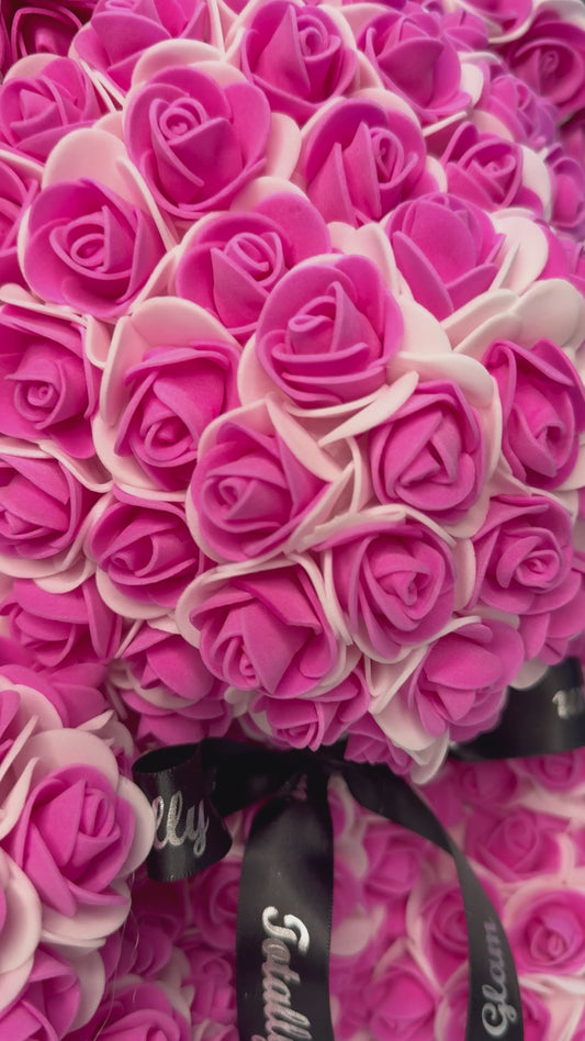 Totally Glam Large Rose Bear Ombre Pink, Purple Violet Hot pink easter Gift for her quinceanera