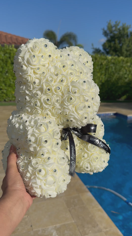 Ollie Totally Glam Diamond Rose Bear Rhinestone Flowers Mother's day gift