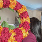 Capri Fall Autumn Hydrangea Wreath Orange Burgundy Red Artificial Flowers 23'' Halloween Seasonal Decor