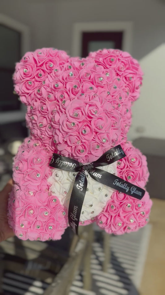 Ollie Totally Glam Diamond Rose Bear Rhinestone Flowers Mother's day gift