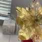 Metallic Gold Mesh Poinsettia Stem Flower Set of 2