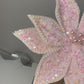 Baby Pink Multicolored Poinsettia Flower with Sequins and Pearls Set of 3 Christmas Flower