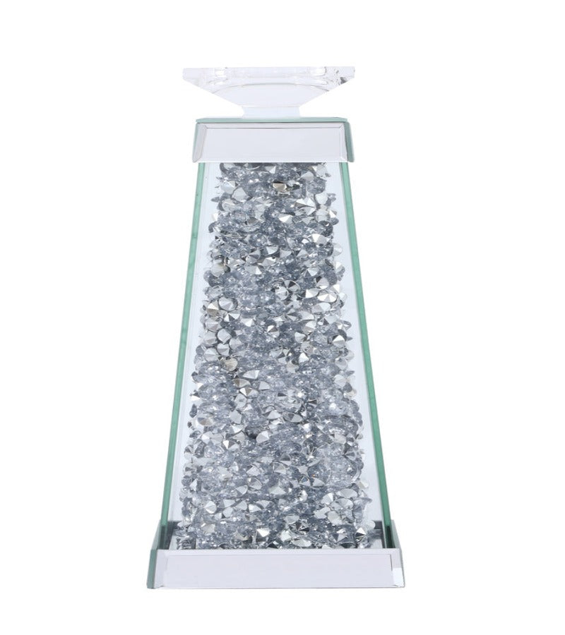 Ciara Contemporary Silver Crystal Candle Holder