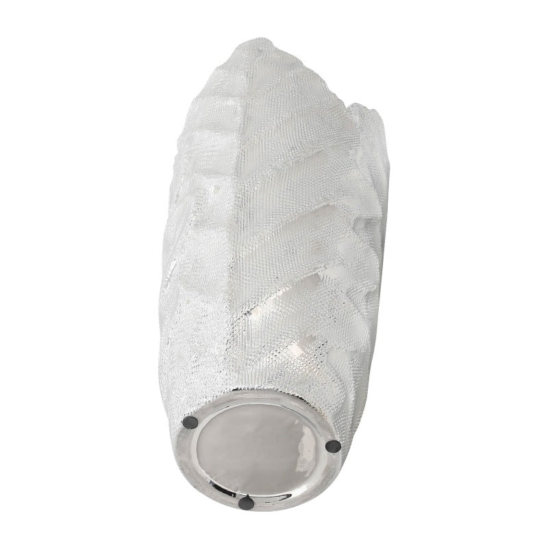 Scratched Leaf Silver Vase