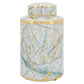 Lolita Ceramic Green, Gold White Marble Jar With Lid 12'' 16''