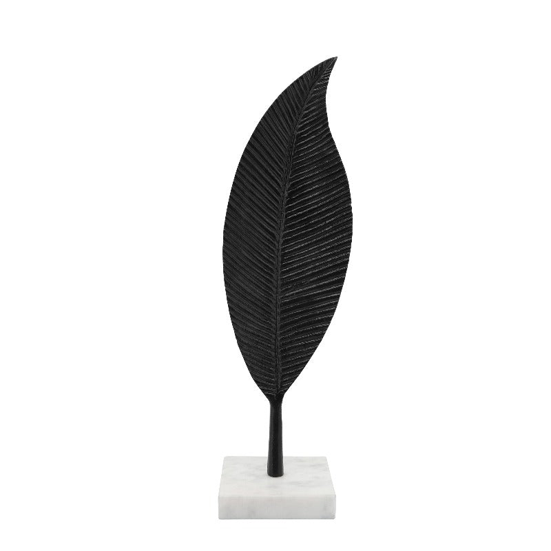 Black Metal Leaf Table Decor on marble Vase