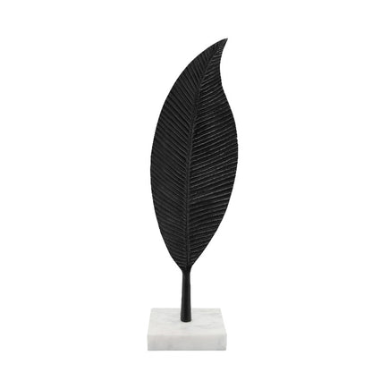 Black Metal Leaf Table Decor on marble Vase