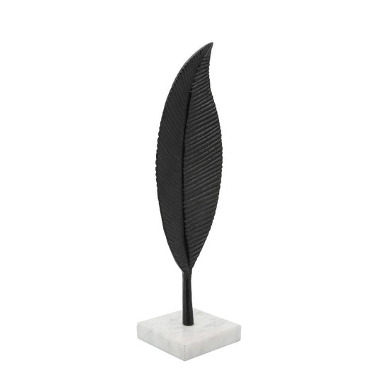 Black Metal Leaf Table Decor on marble Vase