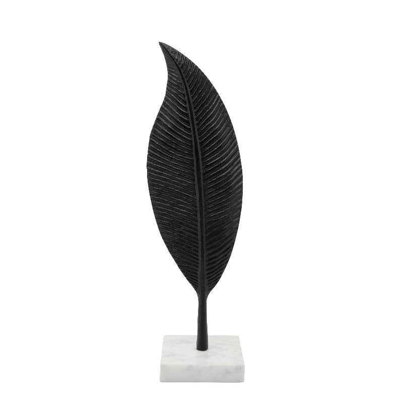 Black Metal Leaf Table Decor on marble Vase