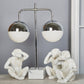 Double Orb Table Lamp On Marble Base
