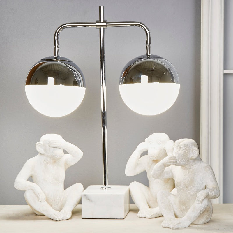 Double Orb Table Lamp On Marble Base