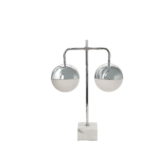 Double Orb Table Lamp On Marble Base