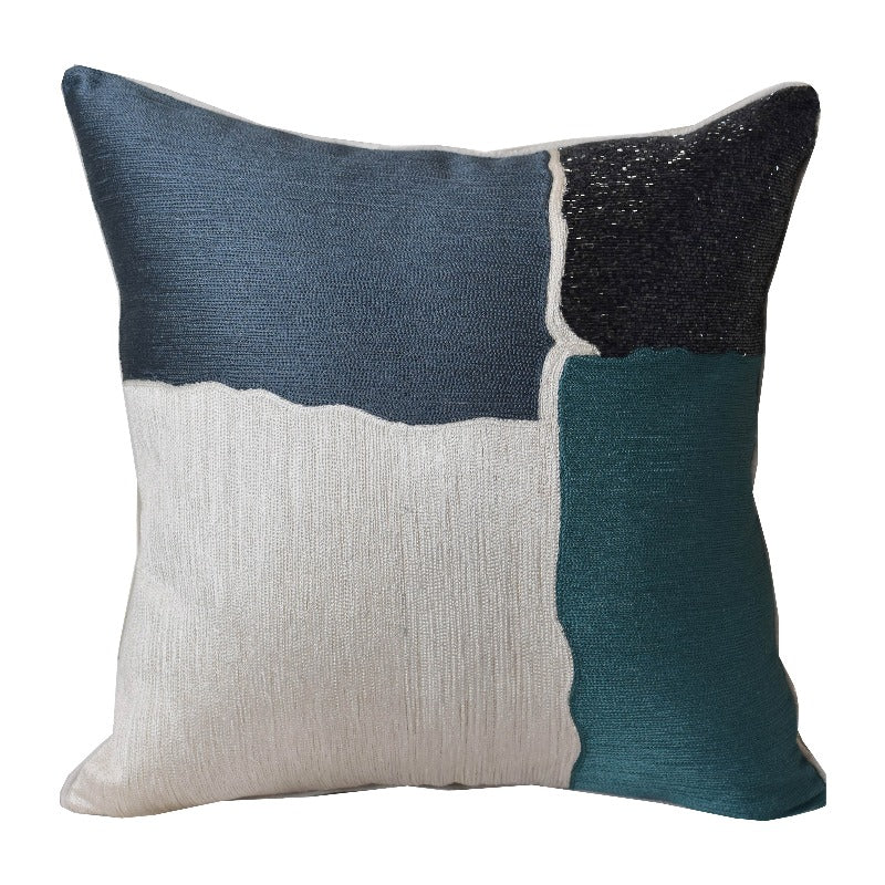 Metallic Thread & Hand Embroidered Throw Pillow