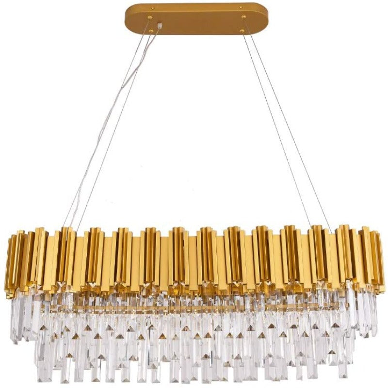 Dante II Antique Gold Rectangular Modern Chandelier