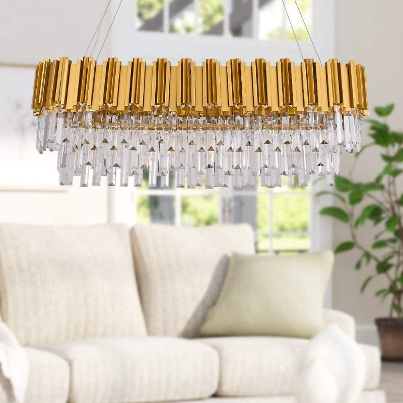 Dante II Antique Gold Rectangular Modern Chandelier