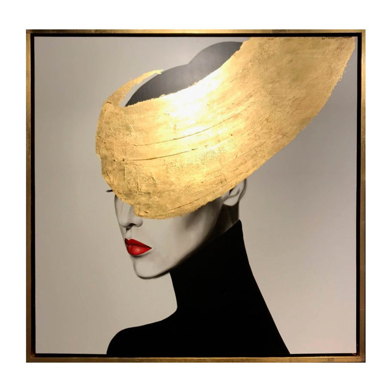 Hand Painted Gold Streak Woman Wall Art