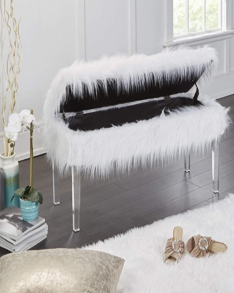 Totally Glam Faux Fur Bench