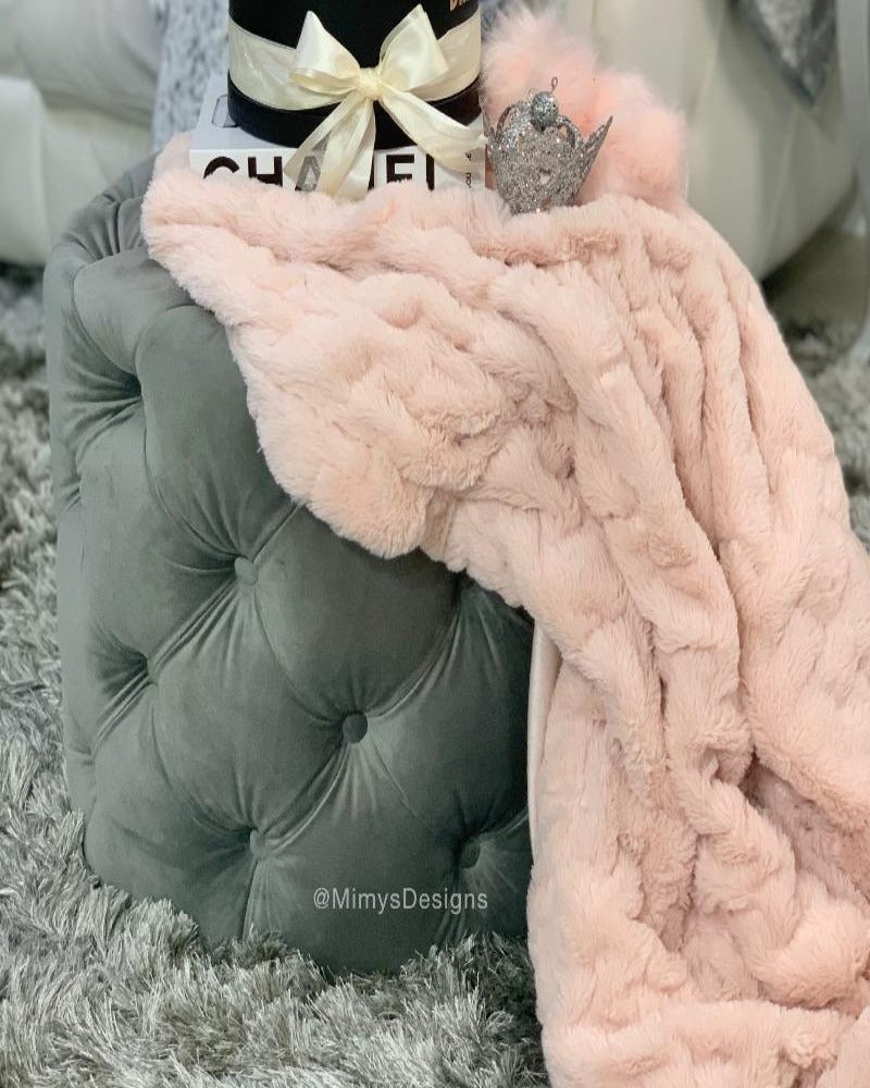 Caprice Faux Fur Plush Throw Blanket