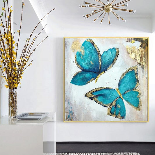 blue and gold wall art