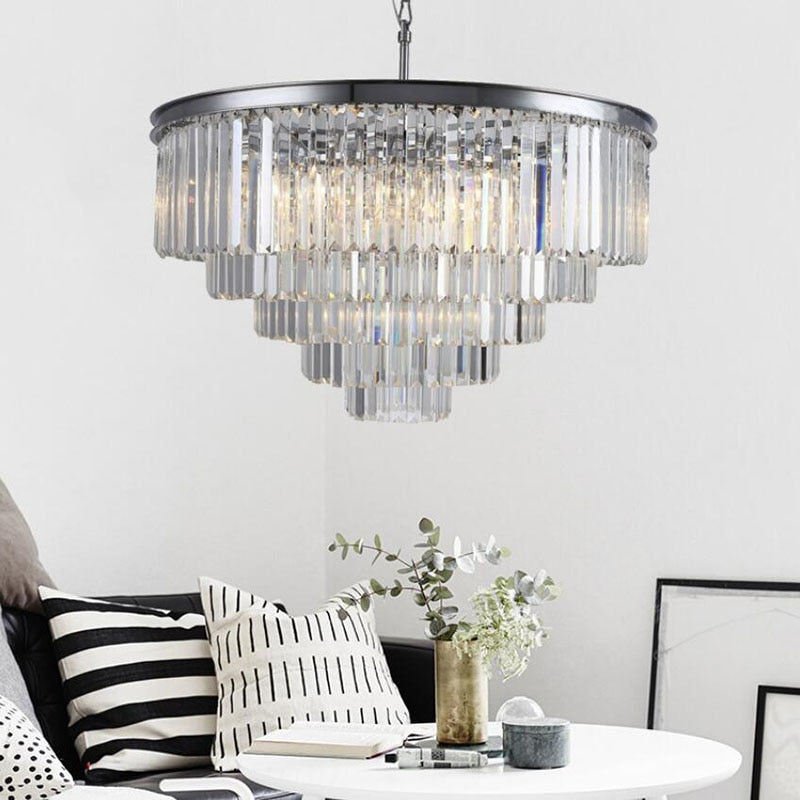 Aria Round Layered Crystal Chandelier