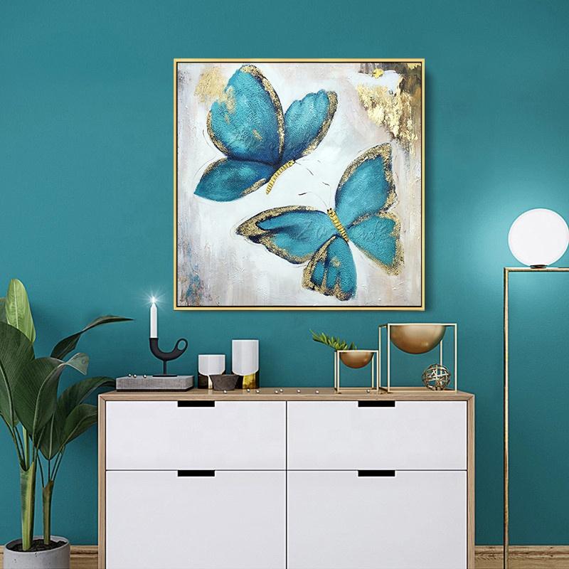 Papillon Bleu Hand Painted Wall Art