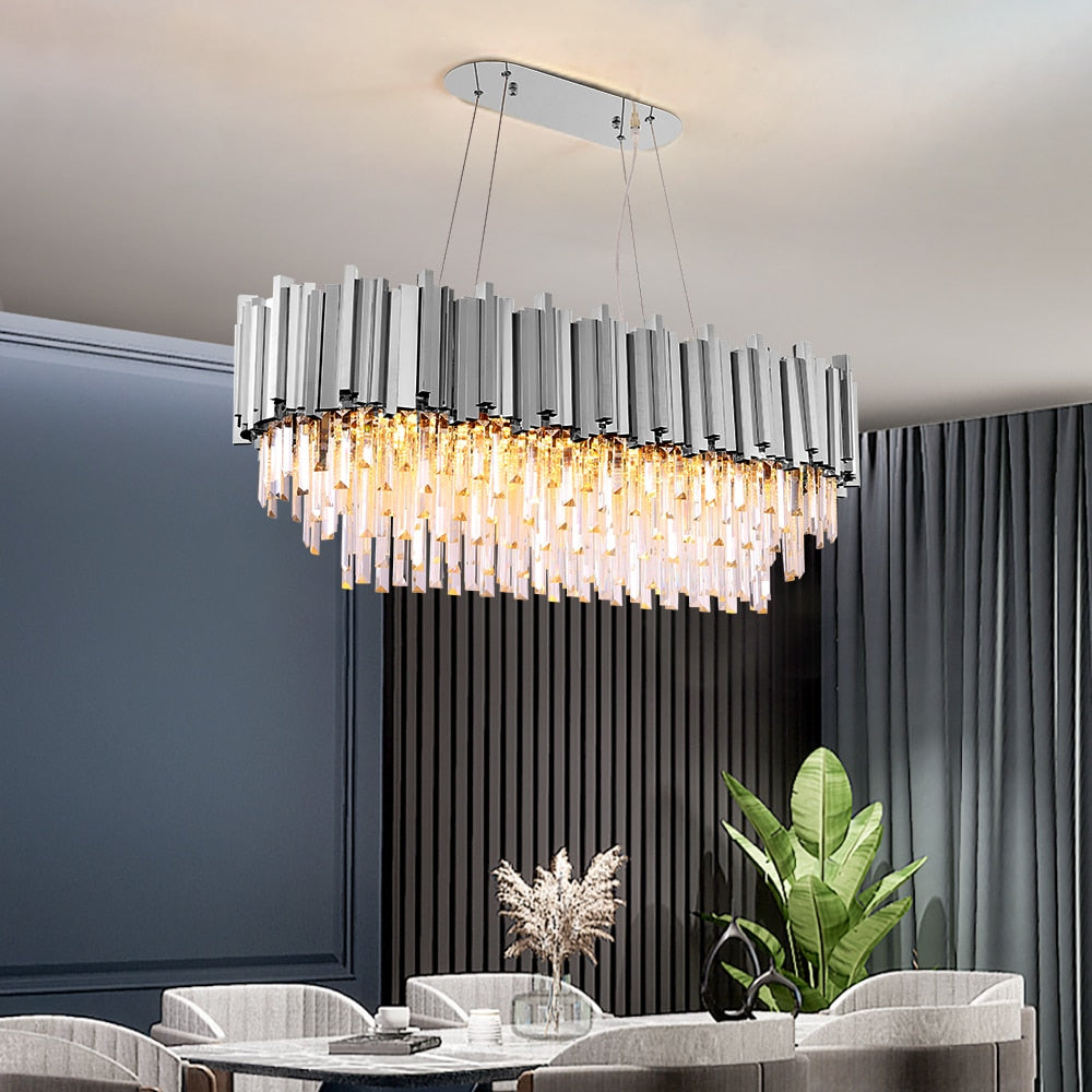 Dante Modern Rectangular Crystal Chandelier