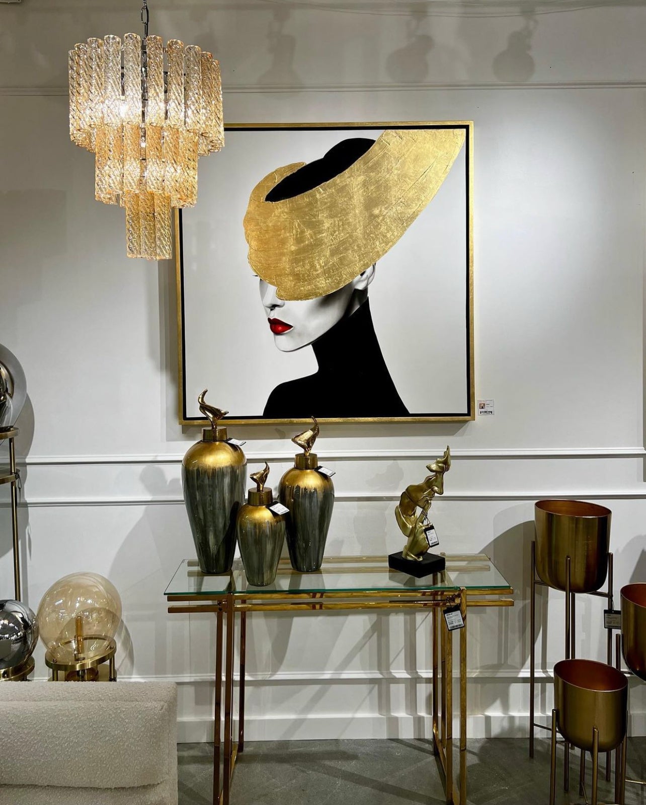 Hand Painted Gold Streak Woman Wall Art