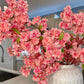 Silk Cherry Blossom Flower Branches, 40", Set of 3 Hot Pink Peach Spring Decorations