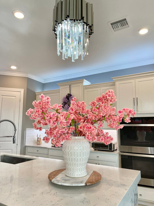 Silk Cherry Blossom Flower Branches, 40", Set of 3 Blush Pink