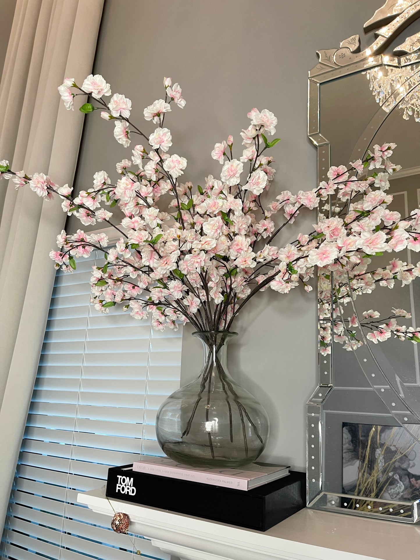 Camilla Faux 36" Light Pink White Cherry Blossom Branch Set of 3