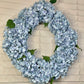 Large Luxury Blue Silk Hydrangea Wreath, 24in All Season UV Resistant