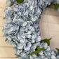 Large Luxury Blue Silk Hydrangea Wreath, 24in All Season UV Resistant