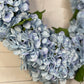 Large Luxury Blue Silk Hydrangea Wreath, 24in All Season UV Resistant