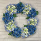 Large Luxury Mixed Blue Silk Hydrangea Wreath, 24in