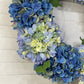 Large Luxury Mixed Blue Silk Hydrangea Wreath, 24in