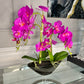 Pink Phalaenopsis Orchid Floral Arrangement in Black Vase