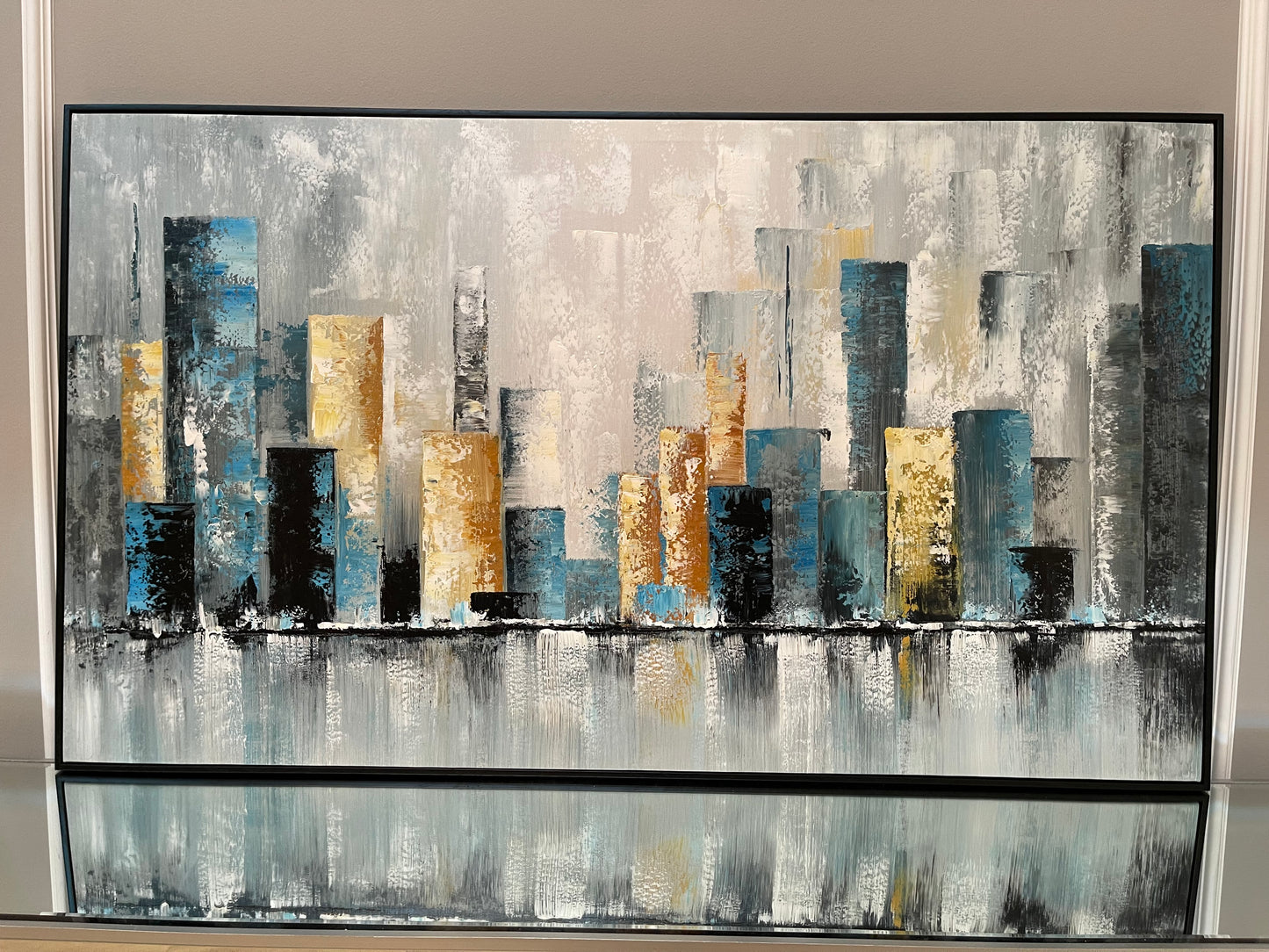 Sky Blue City Hand Painted Wall Art