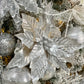 Silver Poinsettia with Glitter, Set of 5