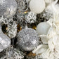 Glam Silver Glitter Round Ornaments, 4 inch, Set of 24