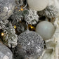 Glam Silver Glitter Round Ornaments, 4 inch, Set of 24