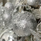 Large Glam Silver Glitter Round Ornaments, 4.8 inch, Set of 12