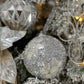 Glam Silver Glitter Flower Ornaments, 4 inch, Set of 24