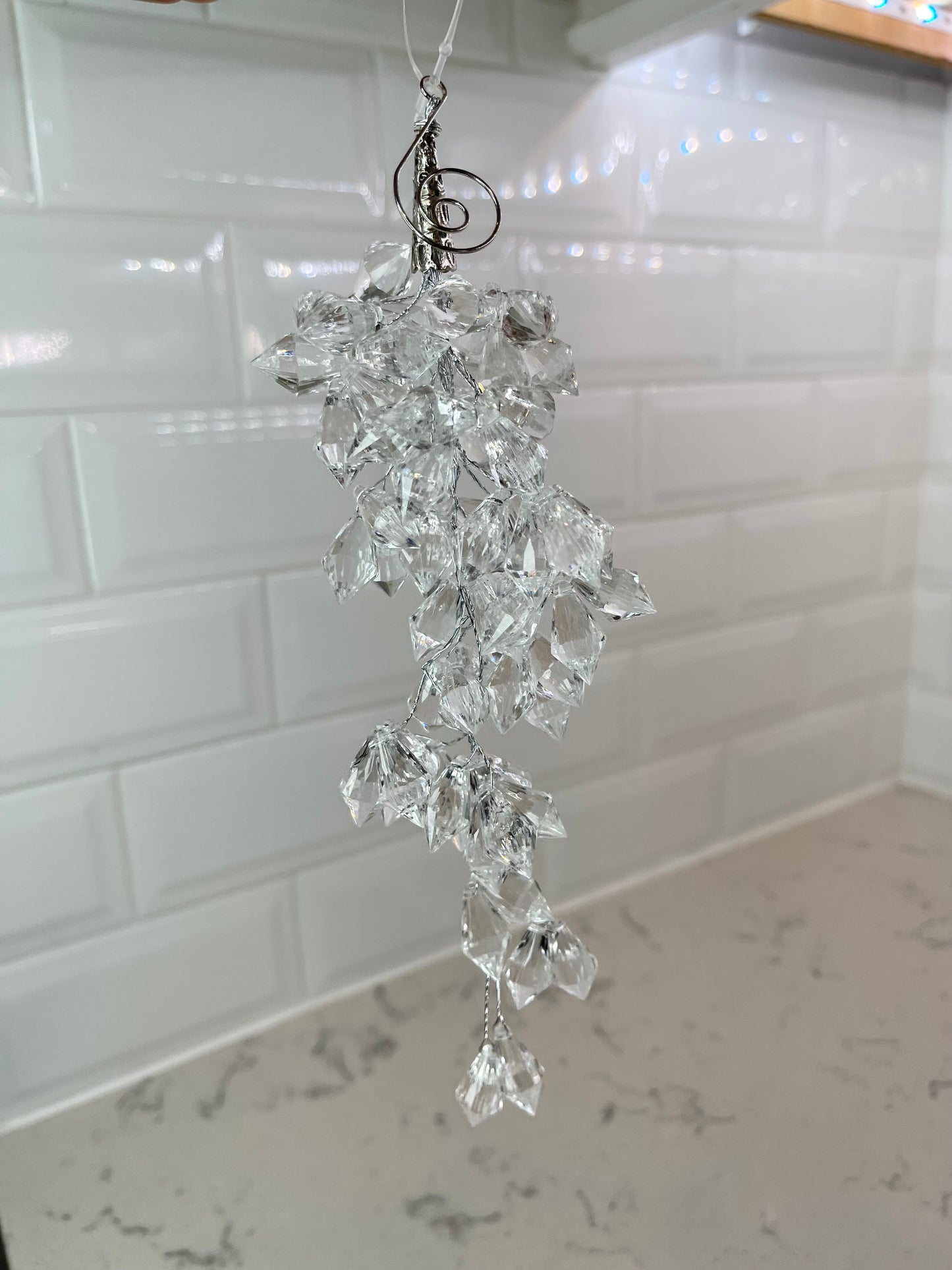Clear Crystal Beaded Ornaments, 8 inch, Set of 5