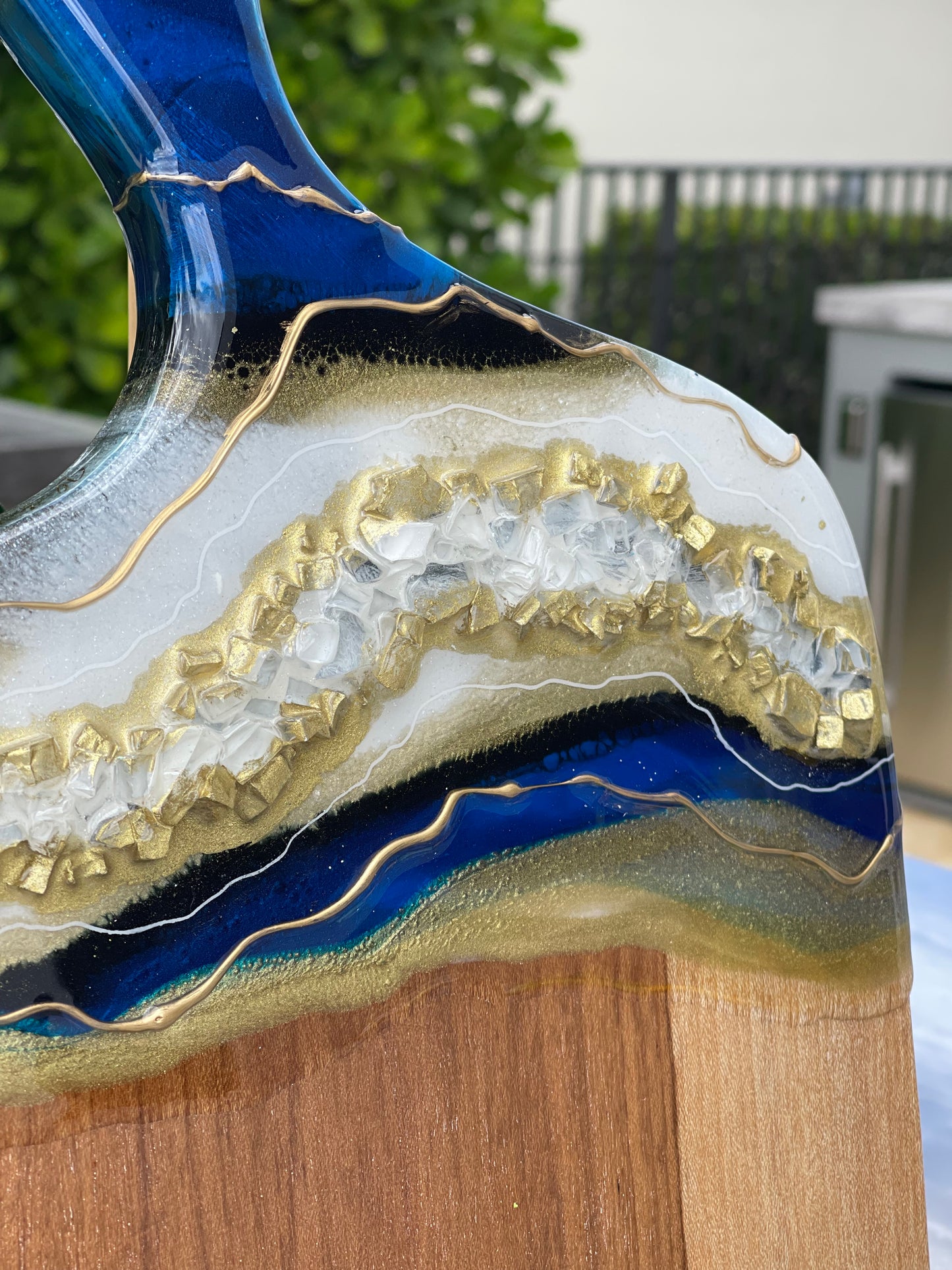 Blue & Gold Geode Resin Serving Board, Medium